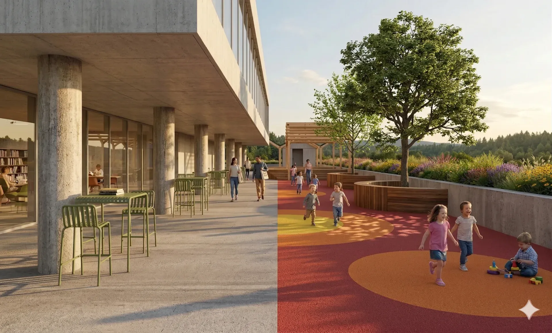Play area beside the library terrace