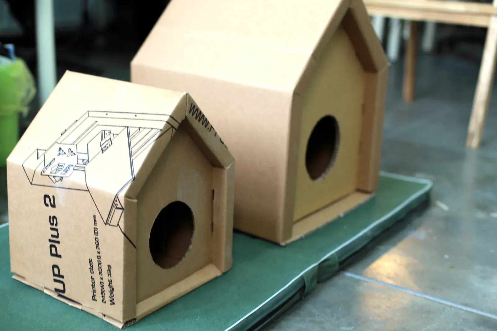 Cardboard prototypes of the shelter