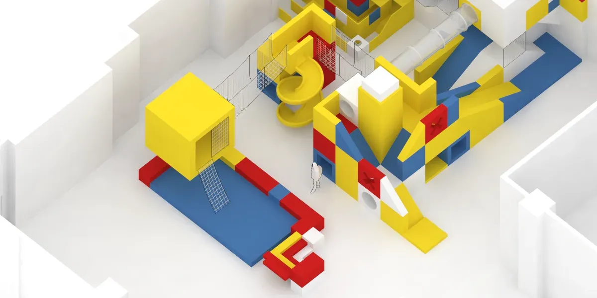 Axonometric of the climbing net area