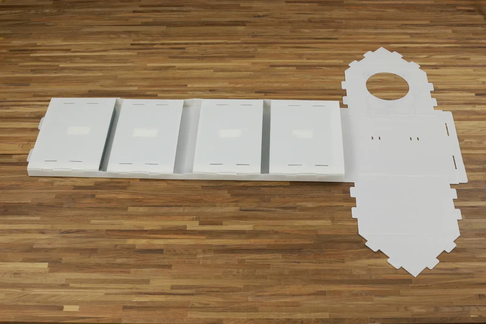 Unfolded shell with foam panels in place