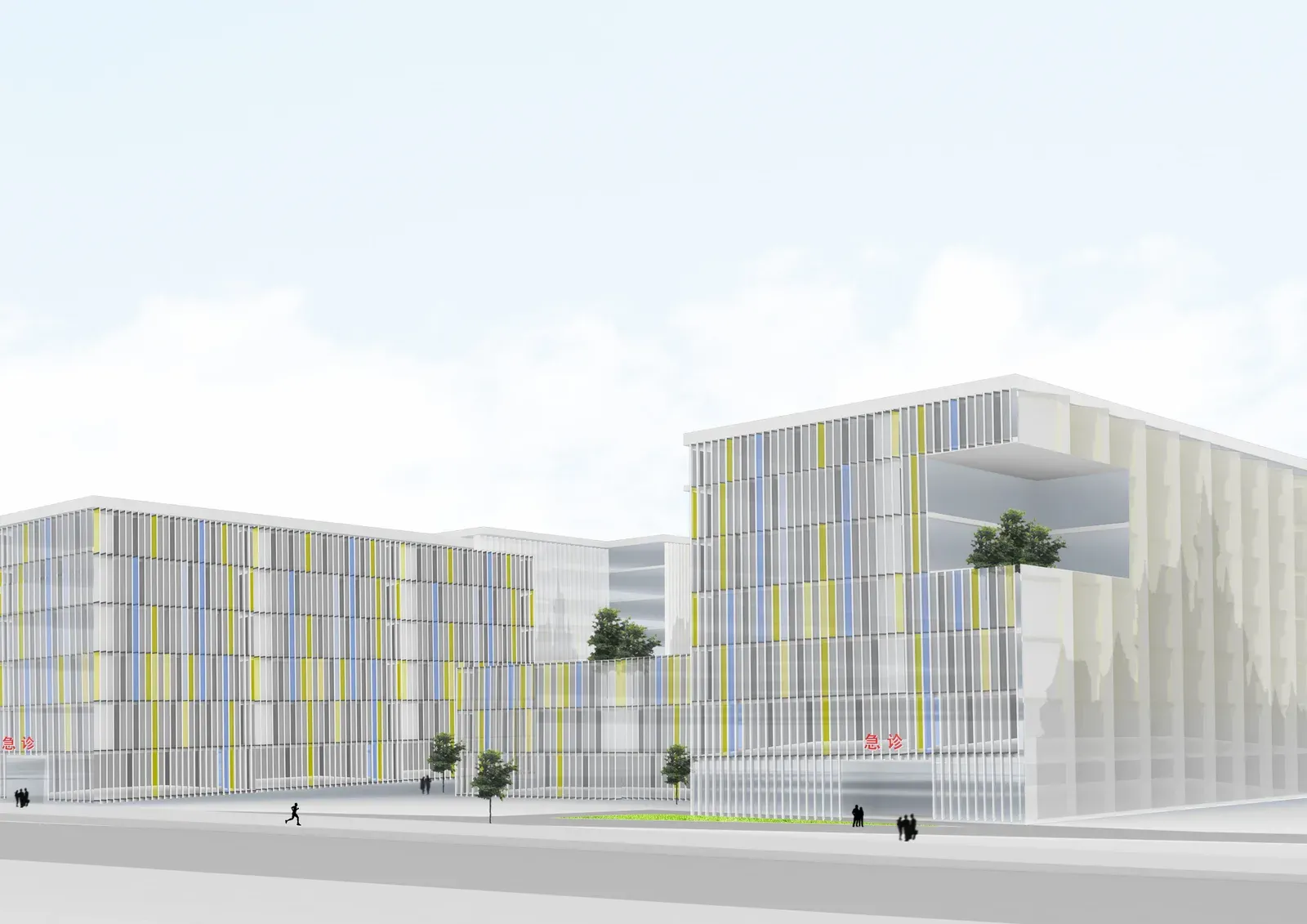 Earlier option with louvred facades along the street